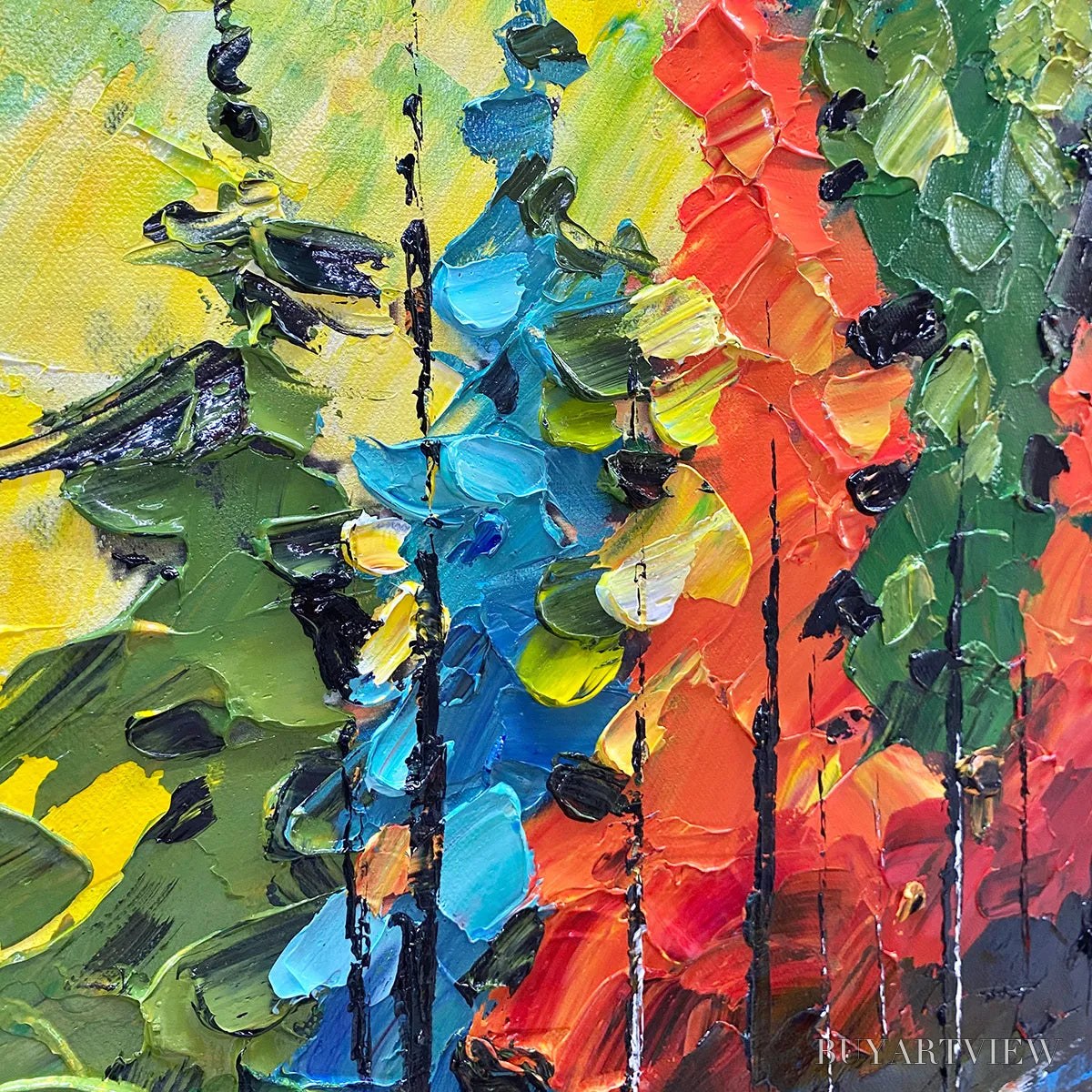 BUYARTVIEW Autumn Symphony – Impasto Forest Painting in Vibrant Colors - image 5