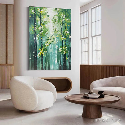 BUYARTVIEW Emerald Grove – Forest Trees Nature Oil Painting - image 4