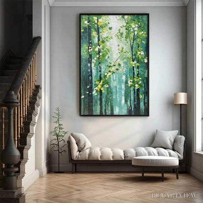 BUYARTVIEW Emerald Grove – Forest Trees Nature Oil Painting - image 6