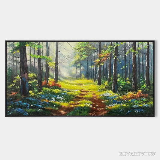 BUYARTVIEW Forest Path – Forest Landscape Painting, Nature Trail, Green, Living Room, Bedroom, Office - image 1