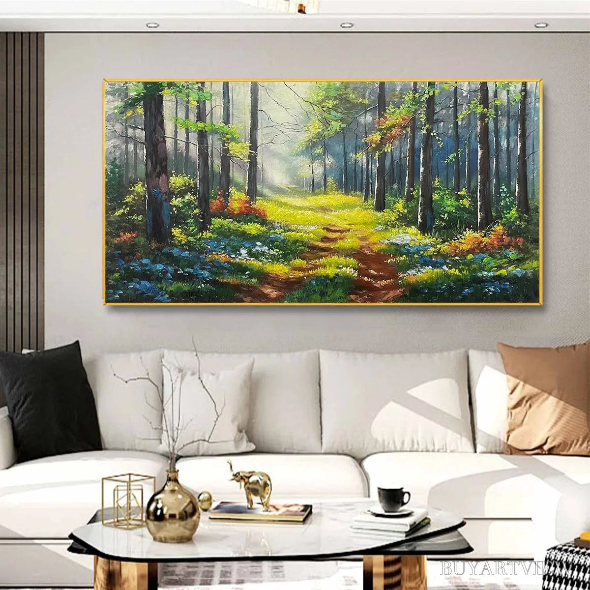 BUYARTVIEW Forest Path – Forest Landscape Painting, Nature Trail, Green, Living Room, Bedroom, Office - image 5