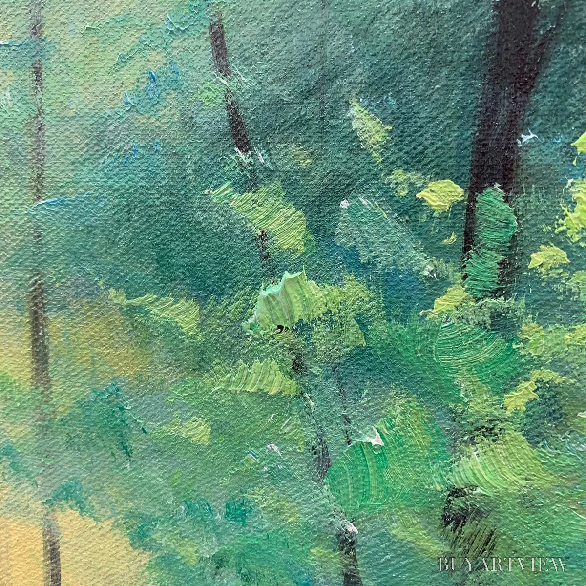 BUYARTVIEW Emerald Forest Path – Vertical Forest Painting, Green Woodland Scene, Nature , Living Room - image 3