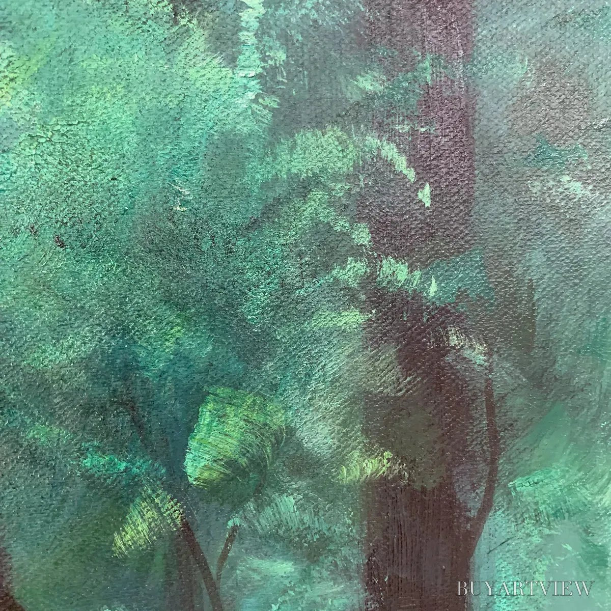 BUYARTVIEW Emerald Forest Path – Vertical Forest Painting, Green Woodland Scene, Nature , Living Room - image 6