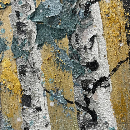 BUYARTVIEW Golden Birch Grove – Textured Birch Tree Painting, Gold and Green , Horizontal Canvas, Forest Decor - image 3
