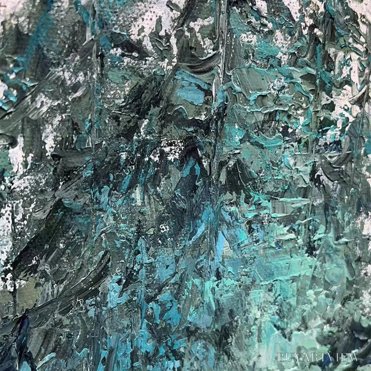 BUYARTVIEW Misty Pines – Panoramic Forest Landscape Painting, Misty Trees, Green - image 3