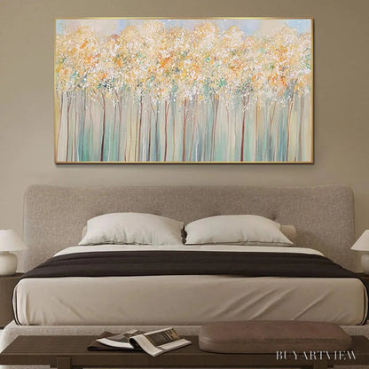 BUYARTVIEW Aspen Glow – Panoramic Abstract Forest Landscape Oil Painting - image 2