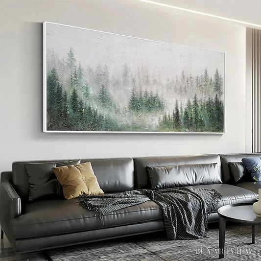 BUYARTVIEW Emerald Mist – Panoramic Misty Forest Landscape Oil Painting - image 2