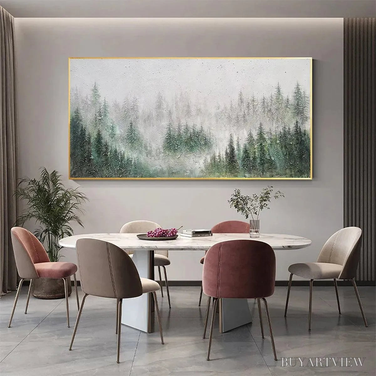 BUYARTVIEW Emerald Mist – Panoramic Misty Forest Landscape Oil Painting - image 4