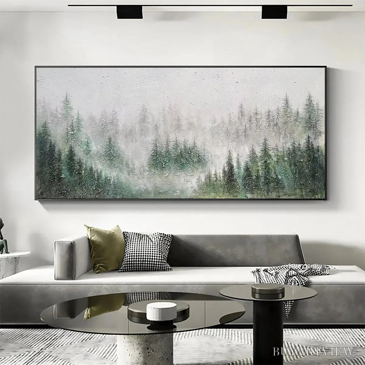 BUYARTVIEW Emerald Mist – Panoramic Misty Forest Landscape Oil Painting - image 5