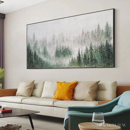 BUYARTVIEW Emerald Mist – Panoramic Misty Forest Landscape Oil Painting - image 6