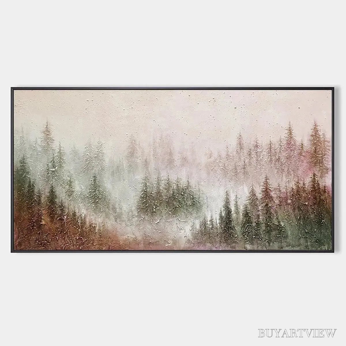 BUYARTVIEW Misty Pines – Panoramic Misty Forest Landscape Oil Painting - image 1