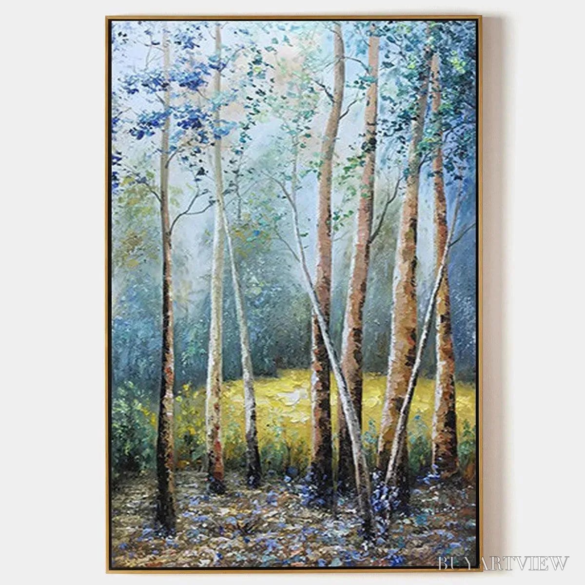 BUYARTVIEW Birchlight Glade – Vertical Forest Landscape Oil Painting - image 1
