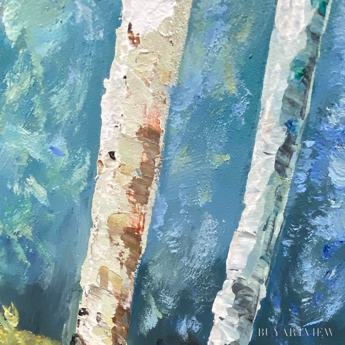 BUYARTVIEW Birchlight Glade – Vertical Forest Landscape Oil Painting - image 3