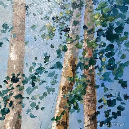 BUYARTVIEW Birchlight Glade – Vertical Forest Landscape Oil Painting - image 6