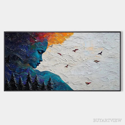 BUYARTVIEW Forest Muse – Textured Impasto Portrait with Nature Oil Painting - image 1
