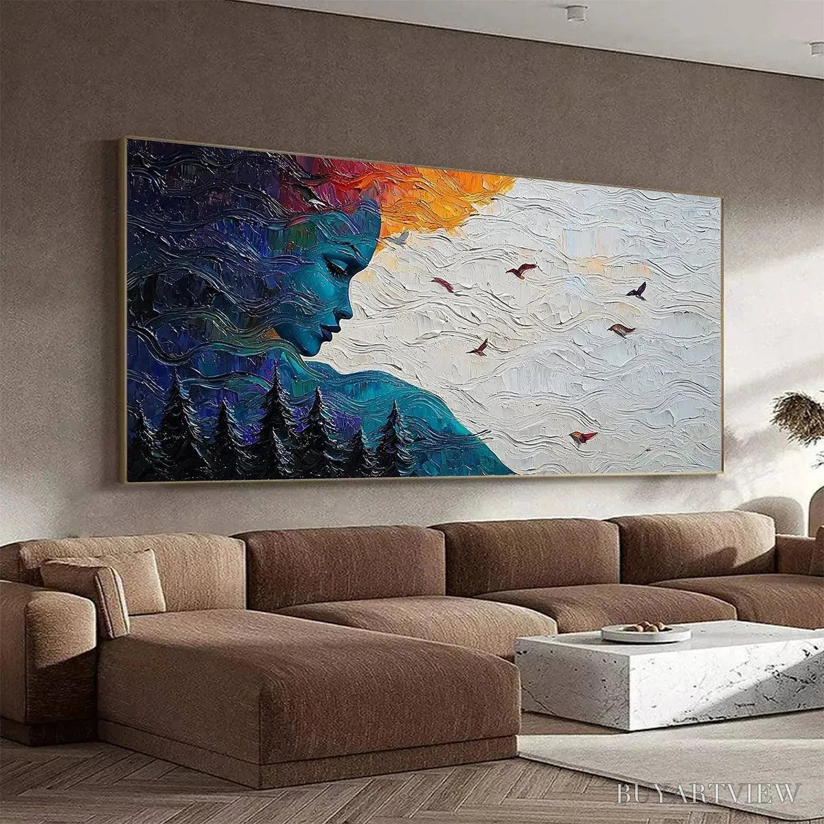 BUYARTVIEW Forest Muse – Textured Impasto Portrait with Nature Oil Painting - image 3