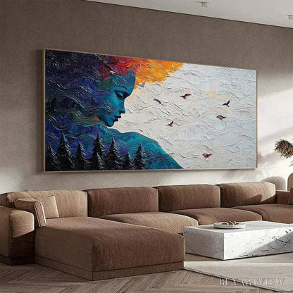 BUYARTVIEW Forest Muse – Textured Impasto Portrait with Nature Oil Painting - image 3