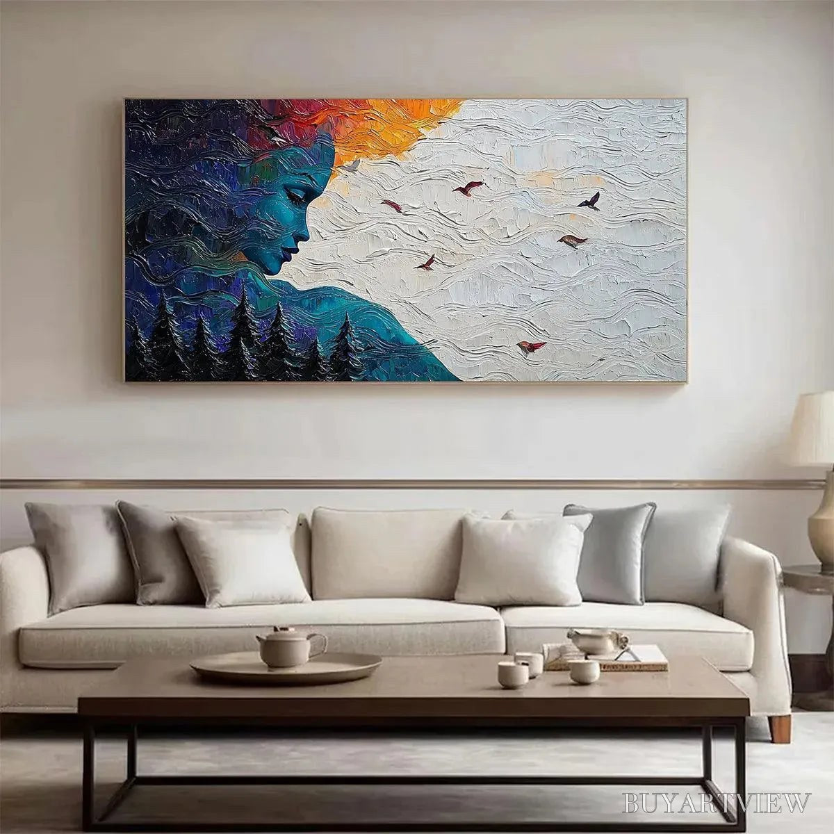 BUYARTVIEW Forest Muse – Textured Impasto Portrait with Nature Oil Painting - image 6