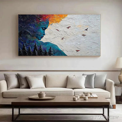 BUYARTVIEW Forest Muse – Textured Impasto Portrait with Nature Oil Painting - image 6
