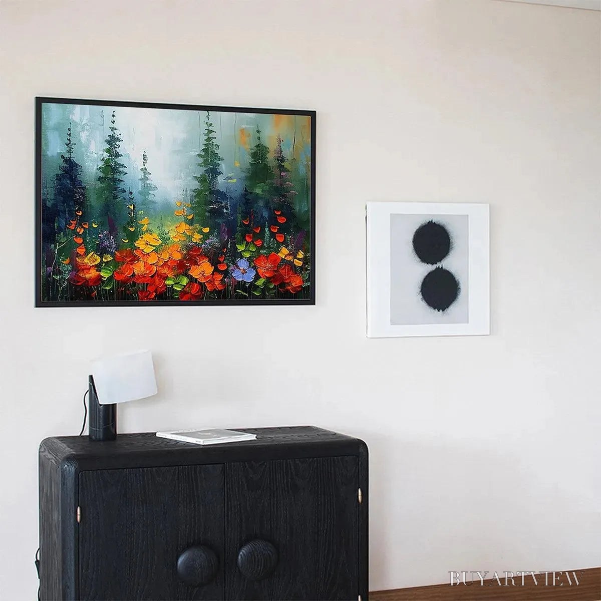 BUYARTVIEW Wild Flower Meadow – Textured Floral Landscape Painting, Impasto , Panoramic Canvas, Nature Decor - image 6