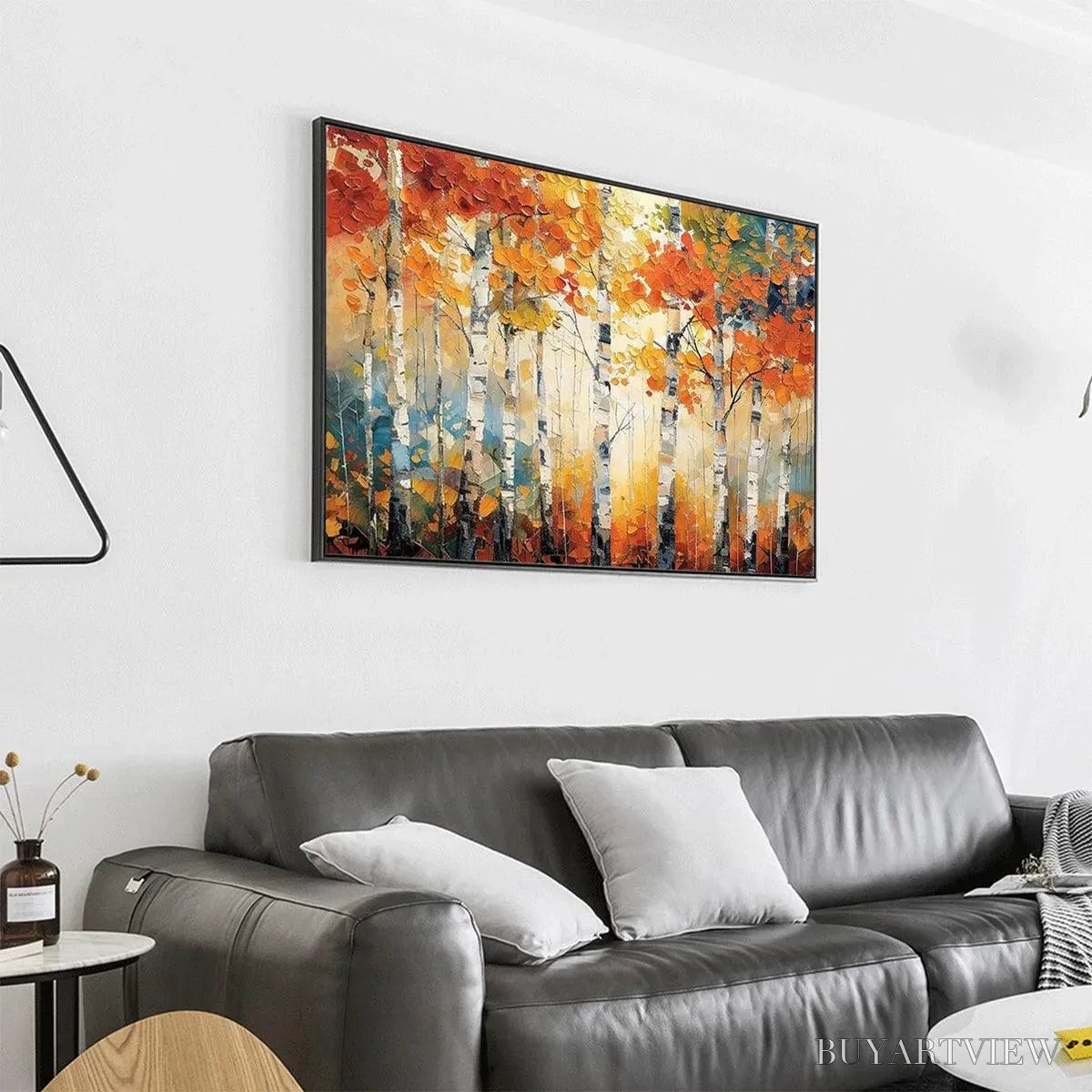 BUYARTVIEW Autumn Aspen – Textured Forest Painting, Impasto , Horizontal Canvas, Fall Decor - image 5