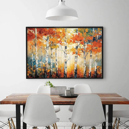 BUYARTVIEW Autumn Aspen – Textured Forest Painting, Impasto , Horizontal Canvas, Fall Decor - image 6