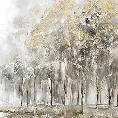 BUYARTVIEW Golden Forest Path – Textured Forest Landscape Painting, Panoramic - image 3