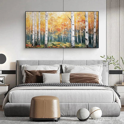 BUYARTVIEW Golden Birch Grove – Forest Painting in Yellow and White - image 4