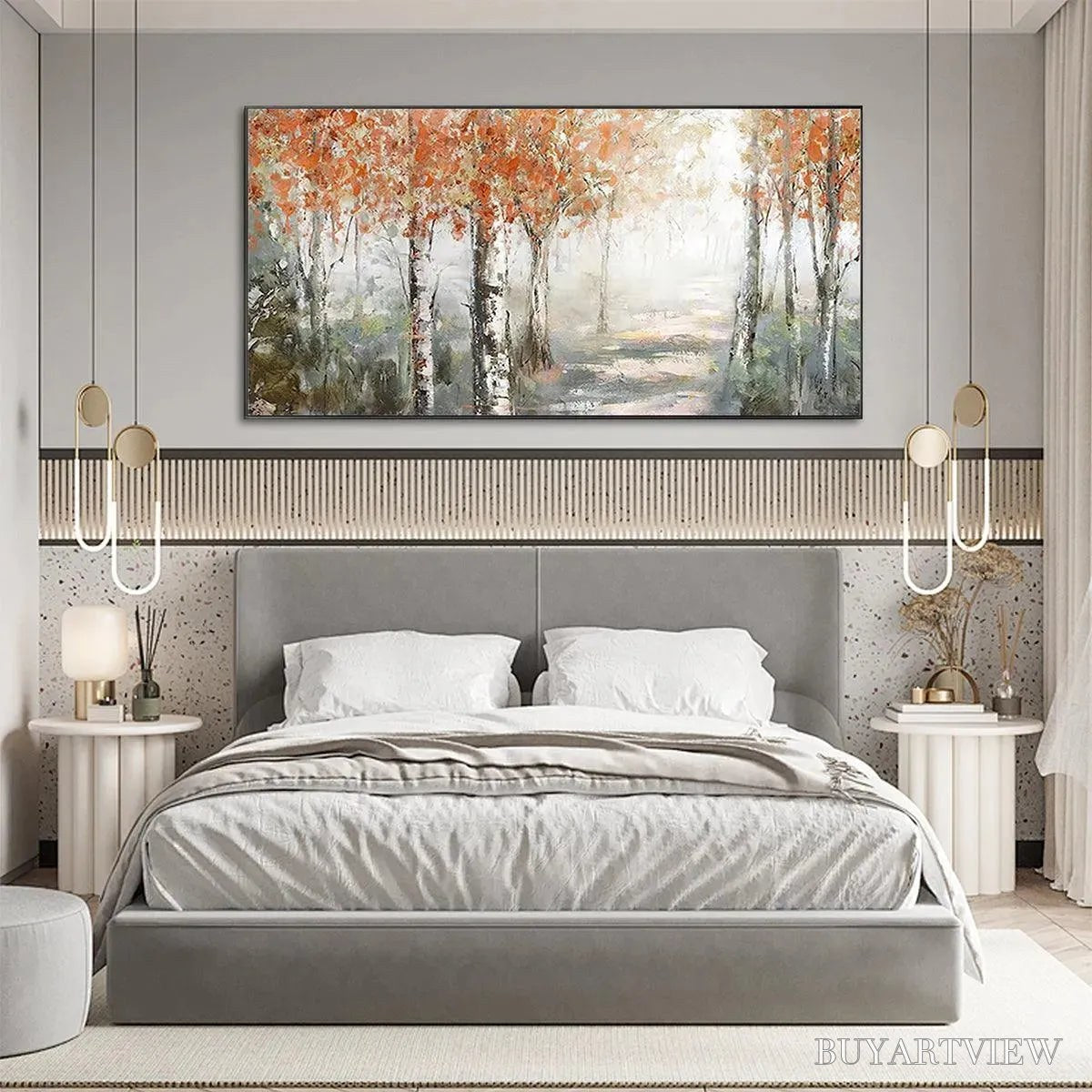 BUYARTVIEW Autumn Whispers – Atmospheric Forest Landscape Painting, Horizontal - image 2
