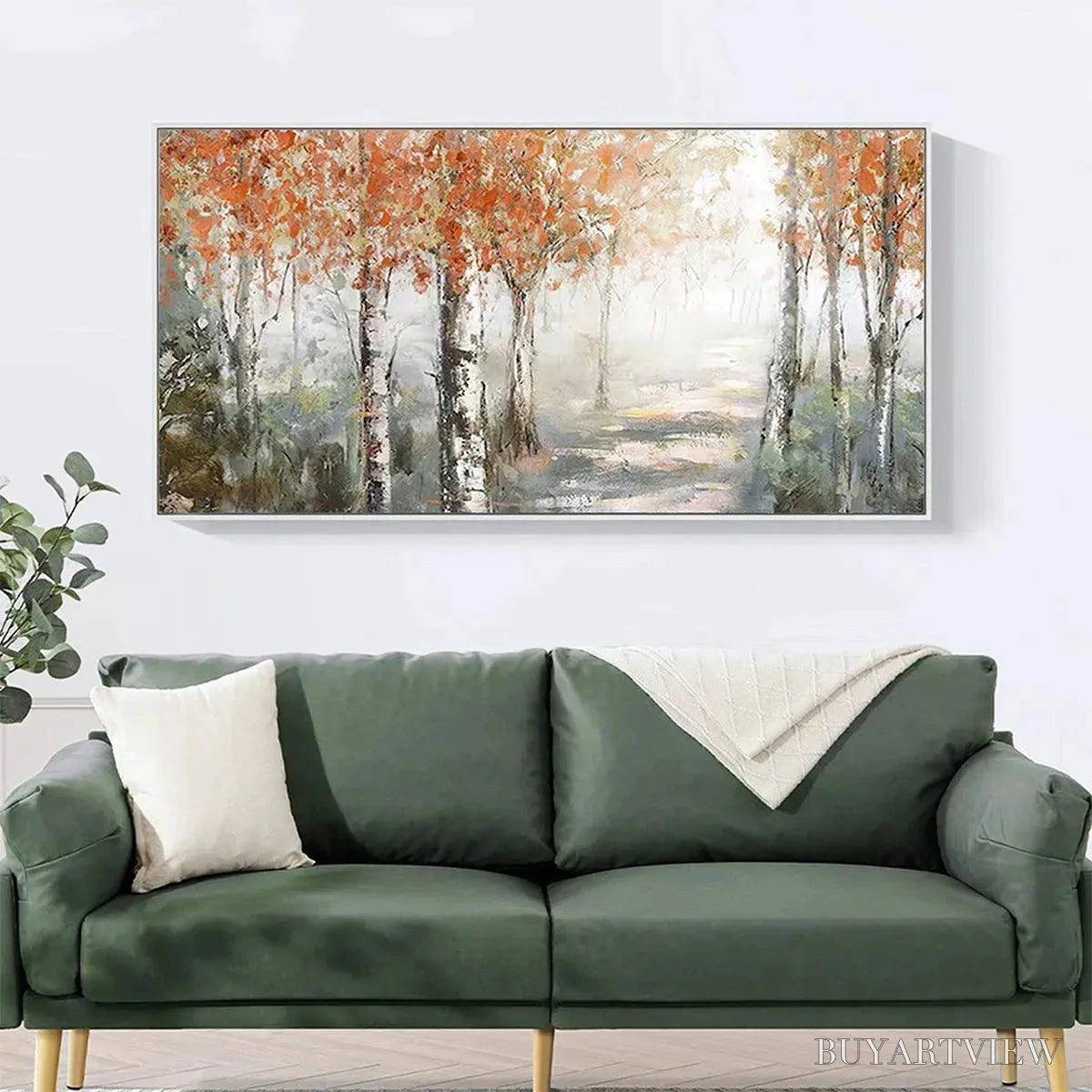 BUYARTVIEW Autumn Whispers – Atmospheric Forest Landscape Painting, Horizontal - image 4