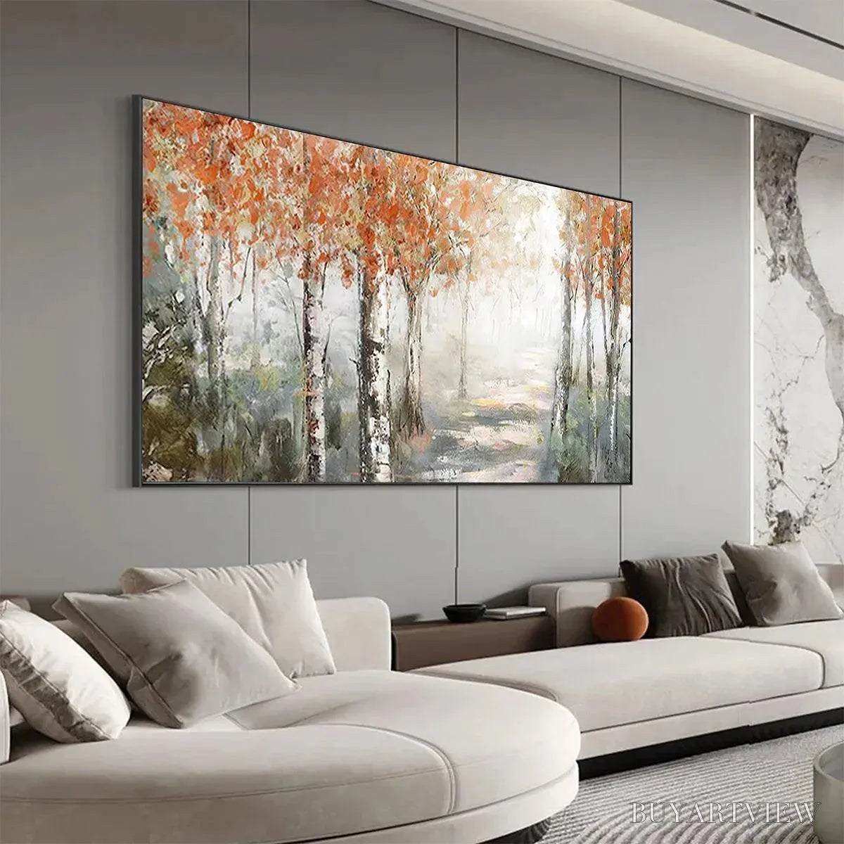 BUYARTVIEW Autumn Whispers – Atmospheric Forest Landscape Painting, Horizontal - image 5