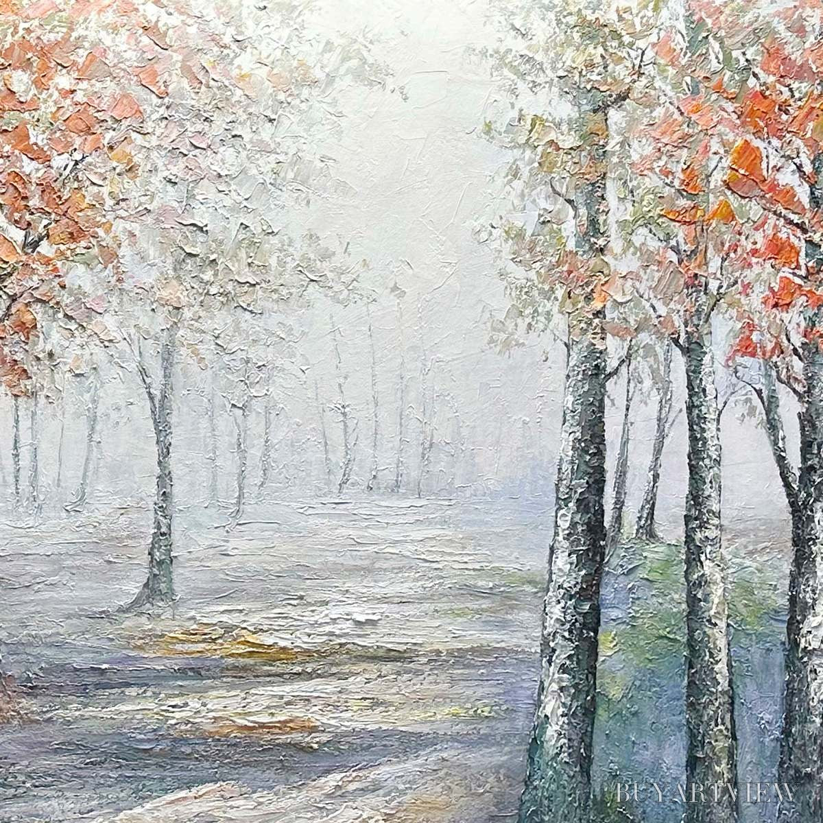 BUYARTVIEW Autumn Whispers – Atmospheric Forest Landscape Painting, Horizontal - image 6