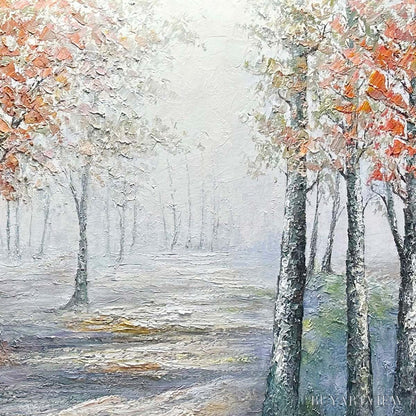BUYARTVIEW Autumn Whispers – Atmospheric Forest Landscape Painting, Horizontal - image 6