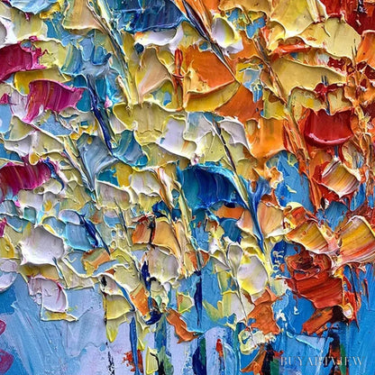 BUYARTVIEW Autumn Walk – Textured Impasto Painting of a Couple Walking in an Autumn Forest - image 2