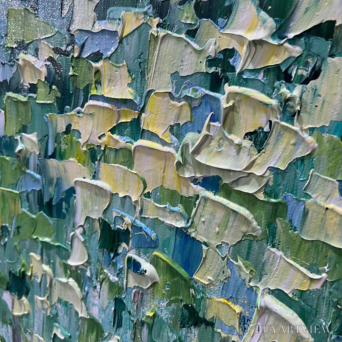 BUYARTVIEW Emerald Forest – Abstract Forest Painting in Green and Blue - image 3