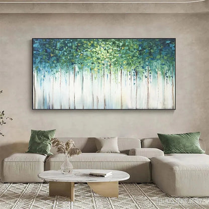 BUYARTVIEW Emerald Forest – Abstract Forest Painting in Green and Blue - image 4