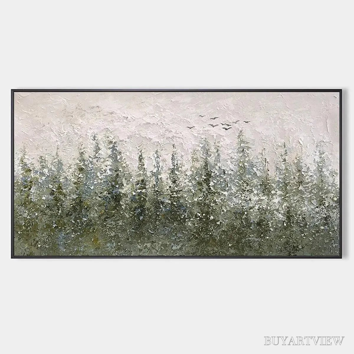 BUYARTVIEW Misty Forest – Textured Atmospheric Forest Landscape Painting - image 1