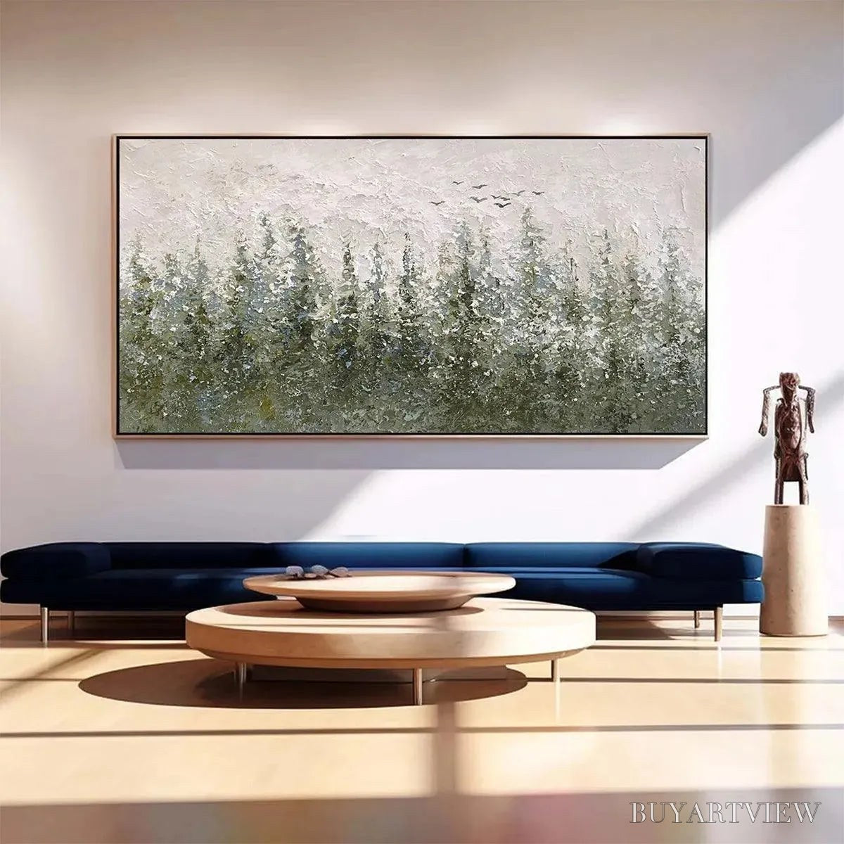 BUYARTVIEW Misty Forest – Textured Atmospheric Forest Landscape Painting - image 2