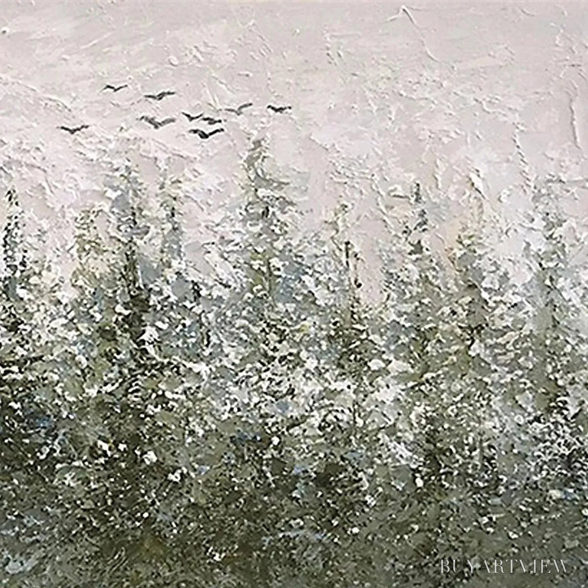 BUYARTVIEW Misty Forest – Textured Atmospheric Forest Landscape Painting - image 3