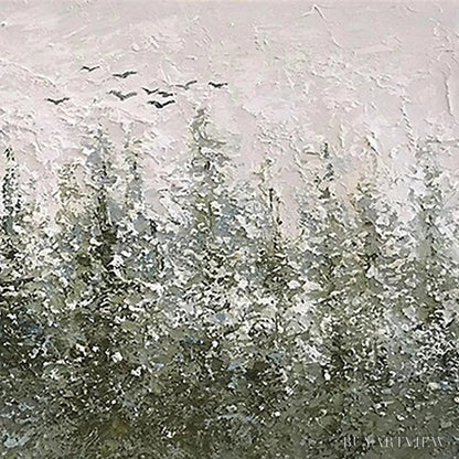 BUYARTVIEW Misty Forest – Textured Atmospheric Forest Landscape Painting - image 3