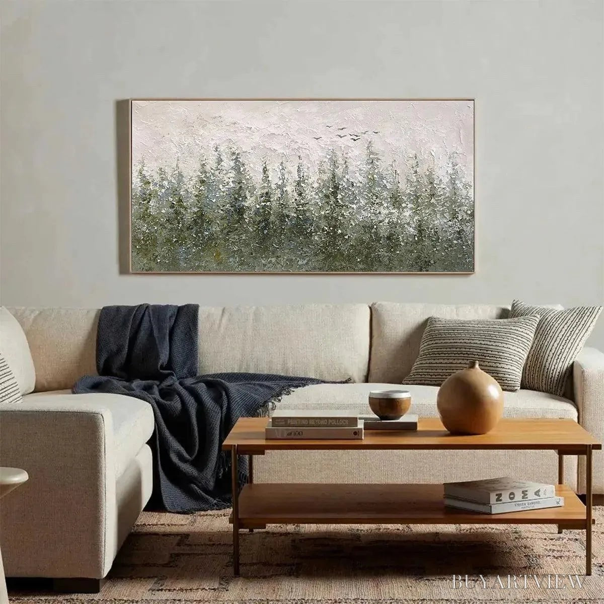BUYARTVIEW Misty Forest – Textured Atmospheric Forest Landscape Painting - image 4