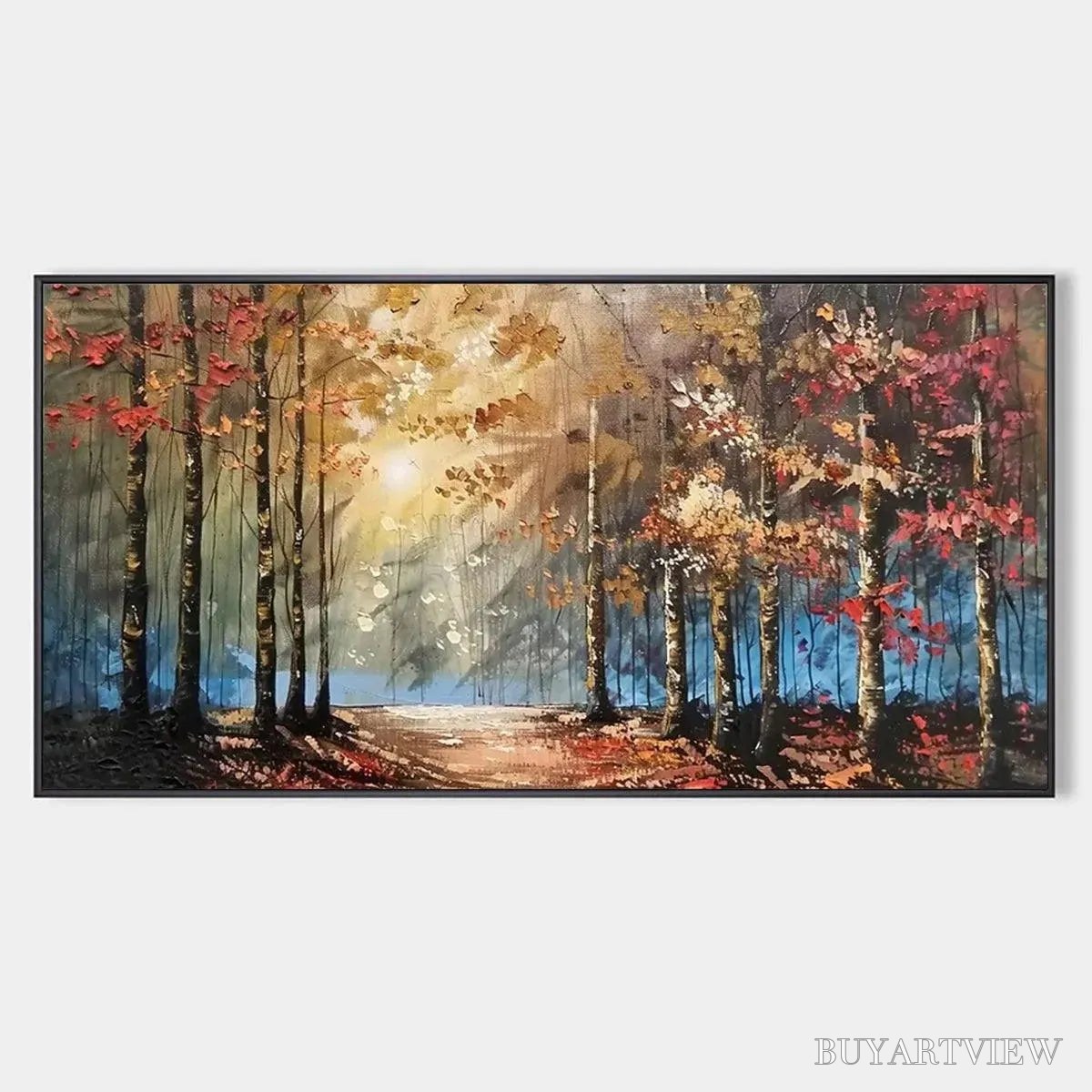 BUYARTVIEW Autumn Trail – Textured Autumn Forest Landscape Painting - image 1