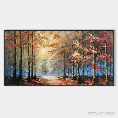 BUYARTVIEW Autumn Trail – Textured Autumn Forest Landscape Painting - image 1
