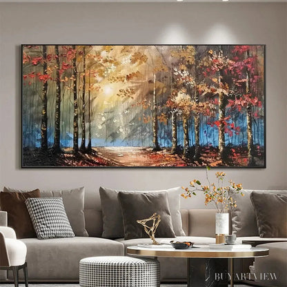 BUYARTVIEW Autumn Trail – Textured Autumn Forest Landscape Painting - image 2