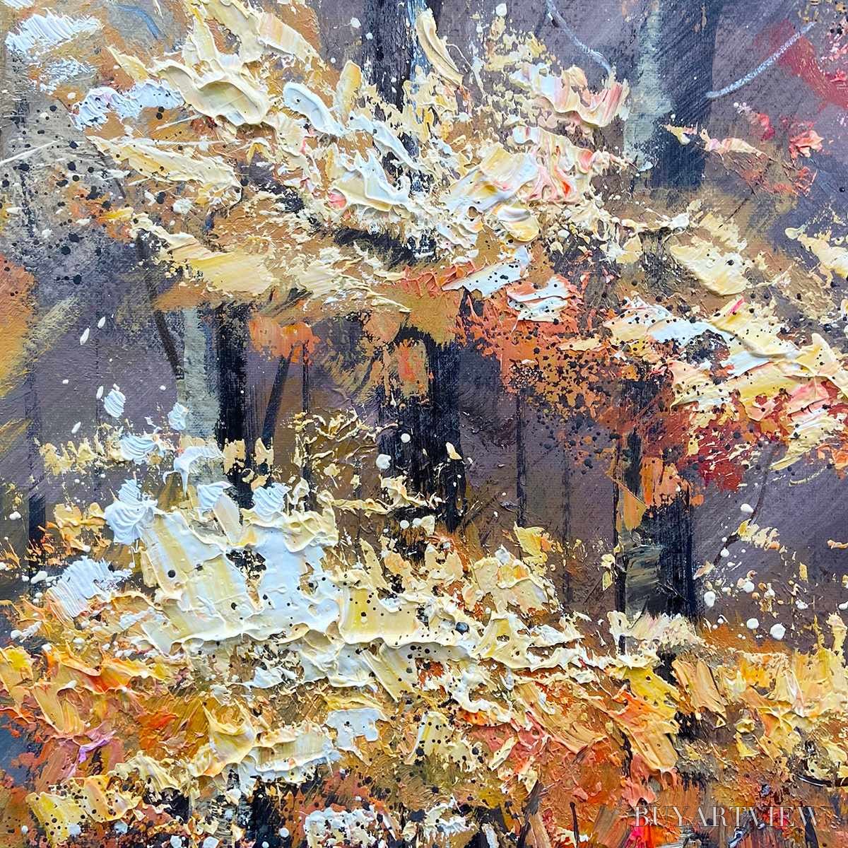 BUYARTVIEW Autumn Trail – Textured Autumn Forest Landscape Painting - image 3