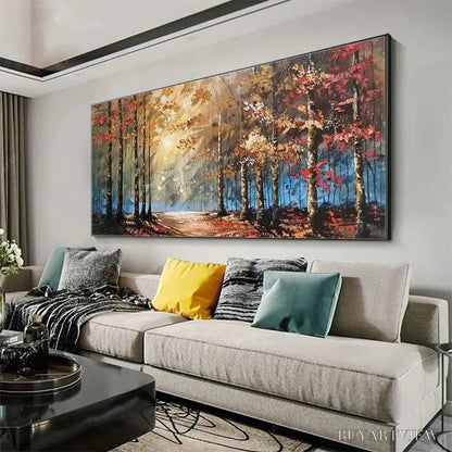 BUYARTVIEW Autumn Trail – Textured Autumn Forest Landscape Painting - image 4
