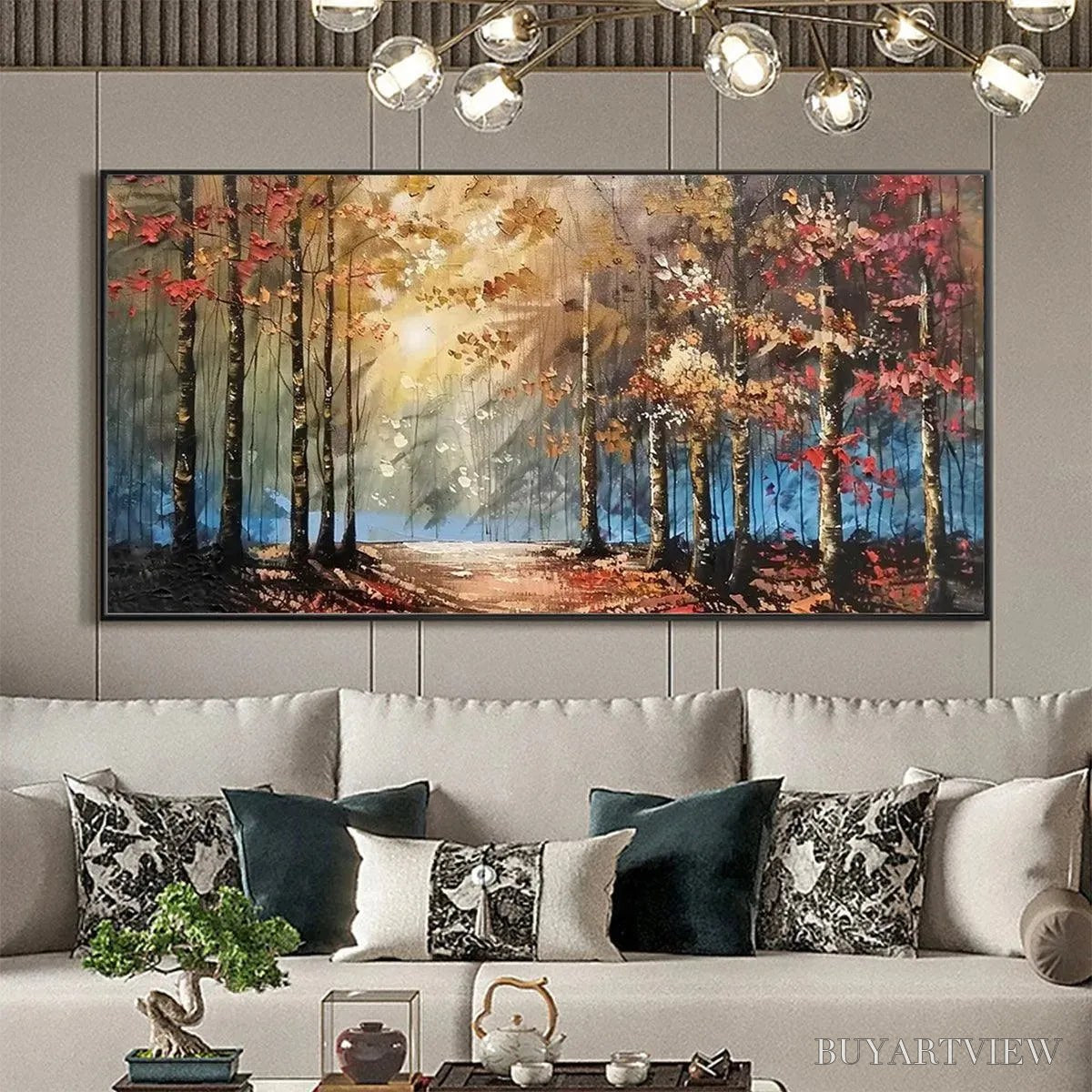 BUYARTVIEW Autumn Trail – Textured Autumn Forest Landscape Painting - image 5