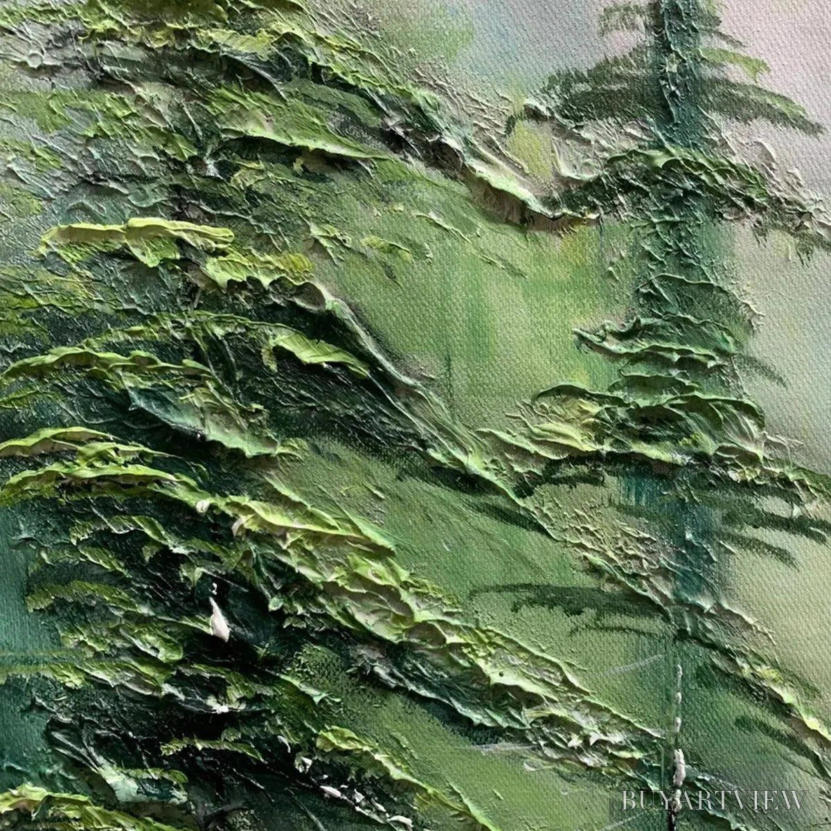 BUYARTVIEW Emerald Forest – Textured Atmospheric Forest Landscape Painting - image 3