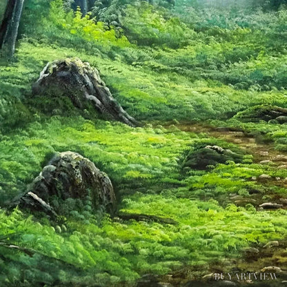 BUYARTVIEW Forest Path – Panoramic Green Forest Landscape Painting - image 3