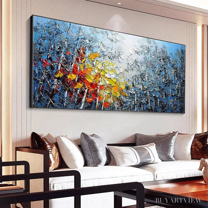 BUYARTVIEW Autumn Aspen – Textured Colorful Forest Landscape Impasto Painting - image 5